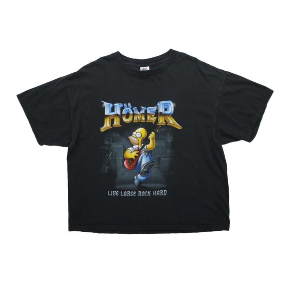 Vintage Homer Simpson 2005 Rock Music Short Sleeve Black T Shirt Top sz XL - Picture 1 of 5